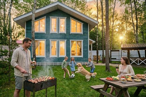 Scandi house (Сканди хаус), Забронировать Дом для отпуска Отели Логиново с бассейном, Бассейн